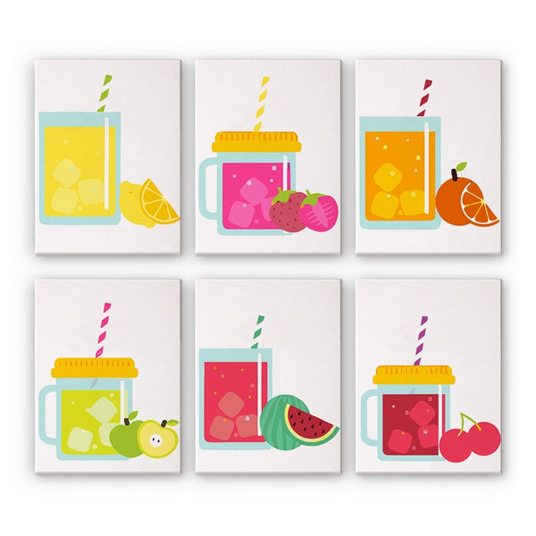 Paint by Numbers – 6 Canvas Set | Fruit Mason Jar Juices Figured'Art