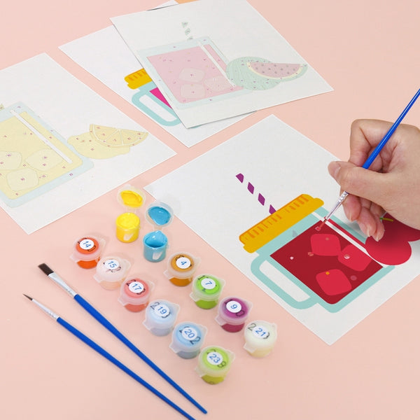 Paint by Numbers – 6 Canvas Set | Fruit Mason Jar Juices