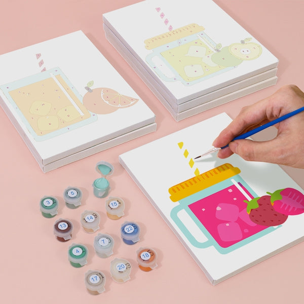 Paint by Numbers – 6 Canvas Set | Fruit Mason Jar Juices