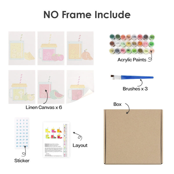 Paint by Numbers – 6 Canvas Set | Fruit Mason Jar Juices