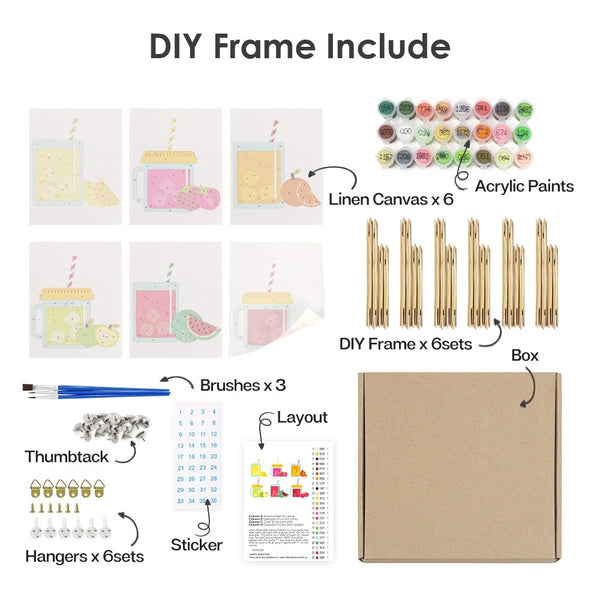 Paint by Numbers – 6 Canvas Set | Fruit Mason Jar Juices
