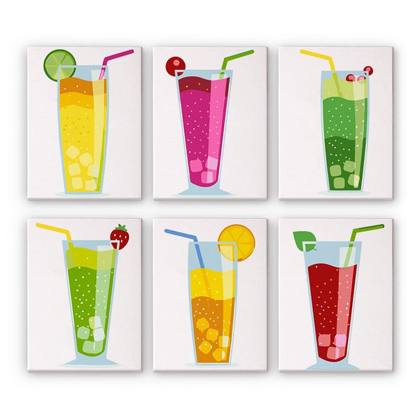 Paint by Numbers – 6 Canvas Set | Sparkling Fruit Drinks Figured'Art