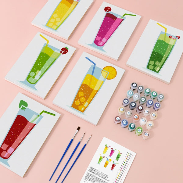 Paint by Numbers – 6 Canvas Set | Sparkling Fruit Drinks