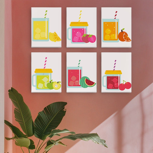 Paint by Numbers – 6 Canvas Set | Sparkling Fruit Drinks