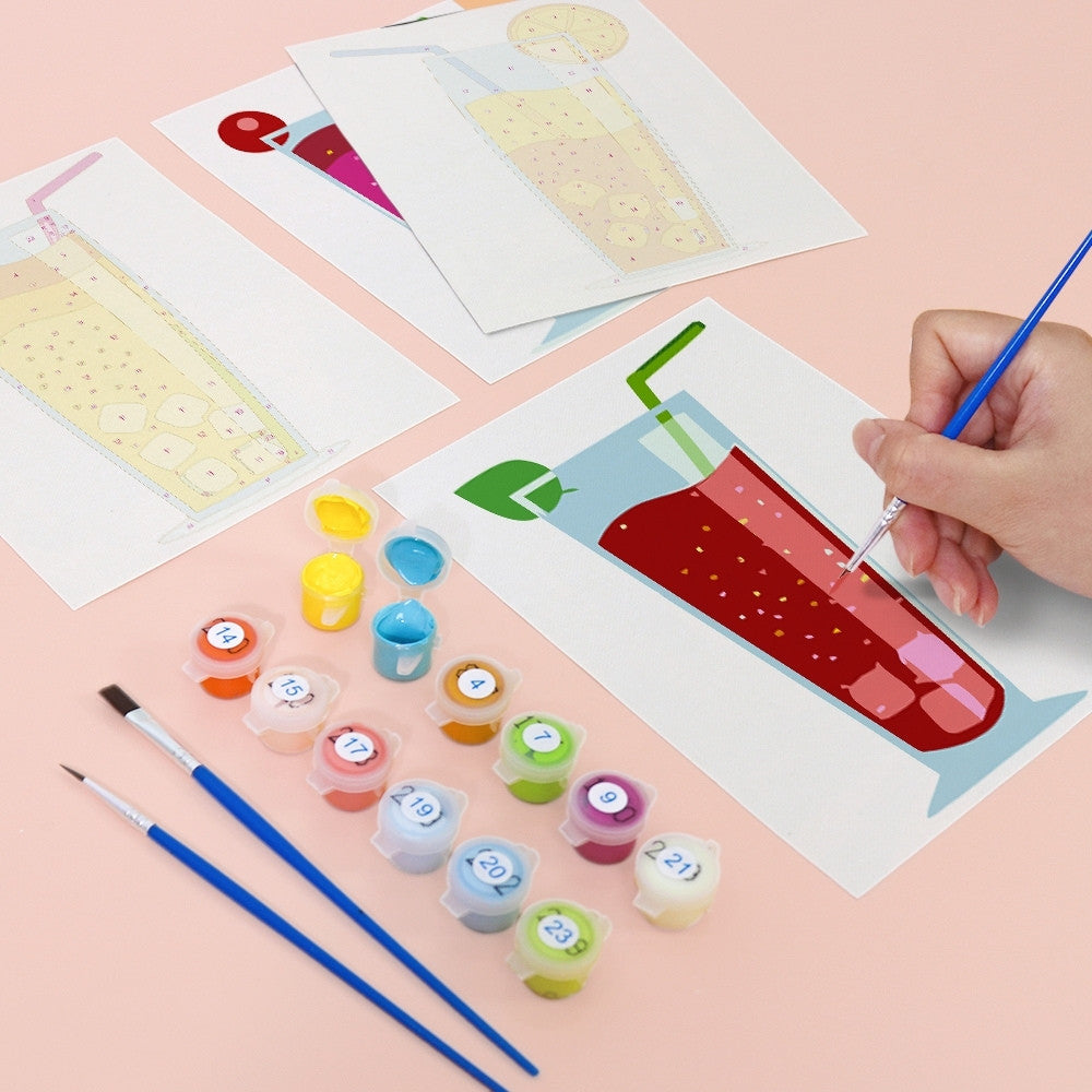 Paint by Numbers – 6 Canvas Set | Sparkling Fruit Drinks