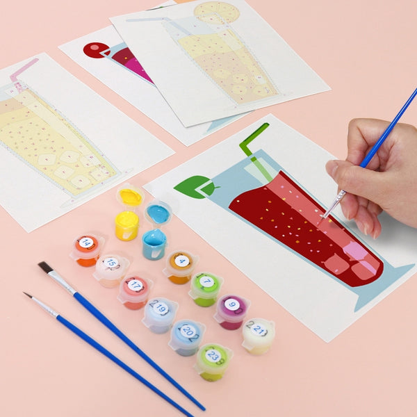 Paint by Numbers – 6 Canvas Set | Sparkling Fruit Drinks