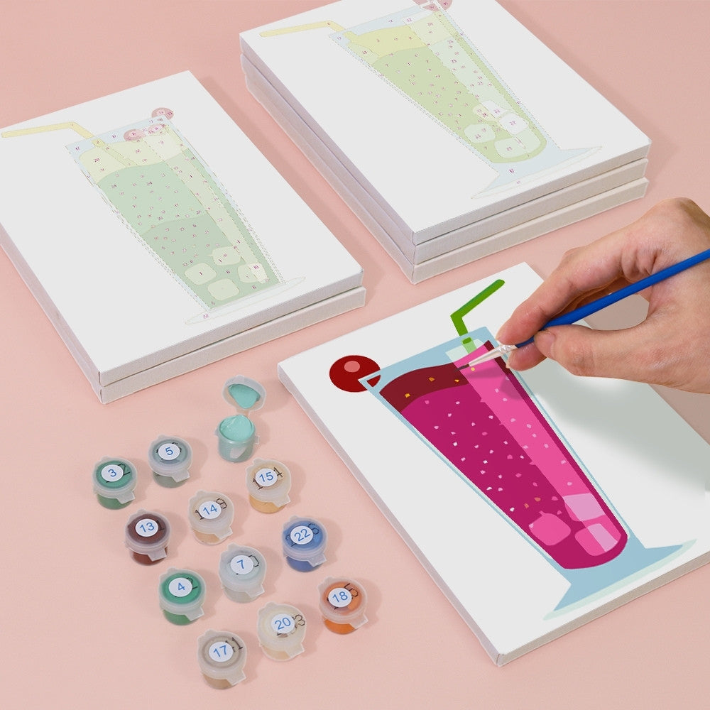 Paint by Numbers – 6 Canvas Set | Sparkling Fruit Drinks