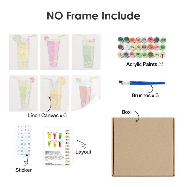 Paint by Numbers – 6 Canvas Set | Sparkling Fruit Drinks