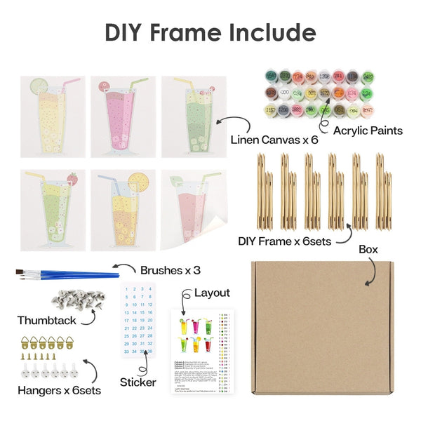 Paint by Numbers – 6 Canvas Set | Sparkling Fruit Drinks