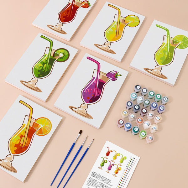 Paint by Numbers – 6 Canvas Set | Fruity Cocktails