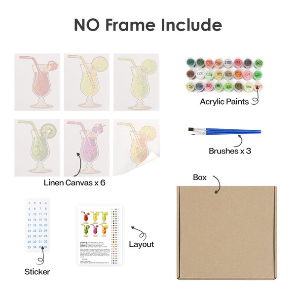 Paint by Numbers – 6 Canvas Set | Fruity Cocktails