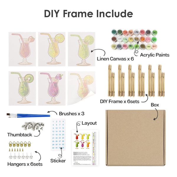 Paint by Numbers – 6 Canvas Set | Fruity Cocktails