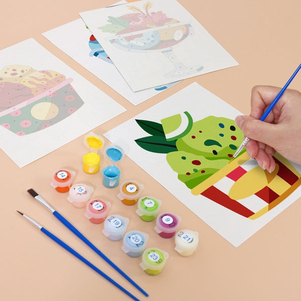Paint by Numbers – 6 Canvas Set | Ice Cream Sundaes