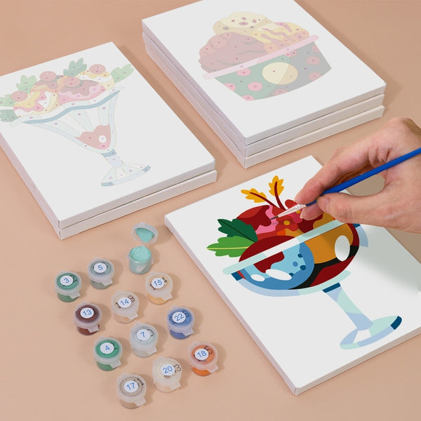 Paint by Numbers – 6 Canvas Set | Ice Cream Sundaes