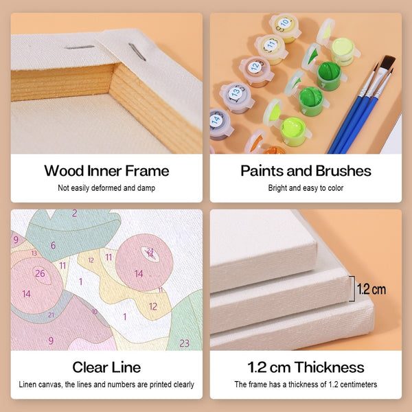 Paint by Numbers – 6 Canvas Set | Ice Cream Sundaes