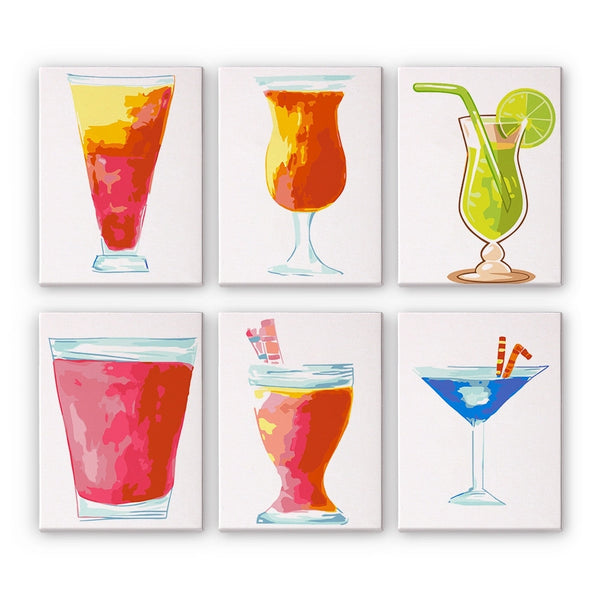 Paint by Numbers – 6 Canvas Set | Colorful Cocktails Figured'Art