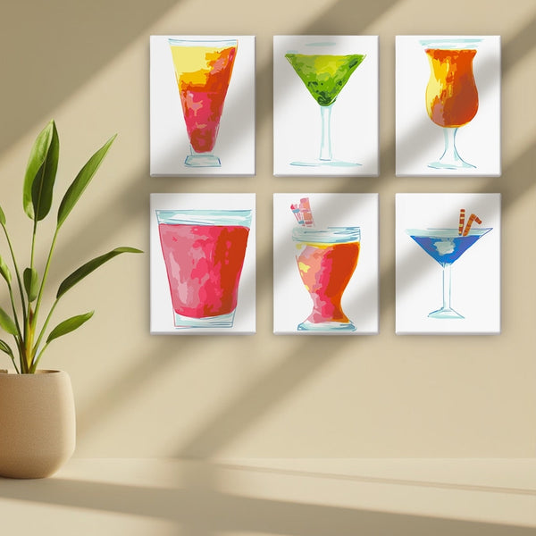 Paint by Numbers – 6 Canvas Set | Colorful Cocktails
