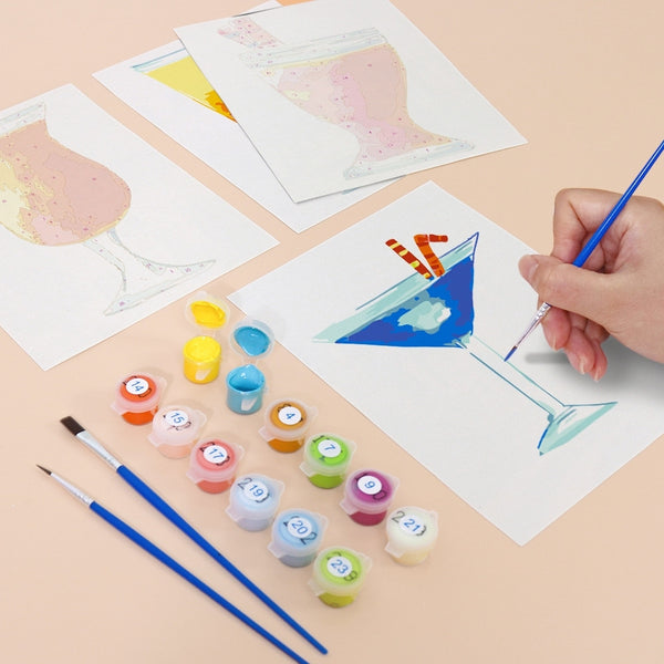 Paint by Numbers – 6 Canvas Set | Colorful Cocktails