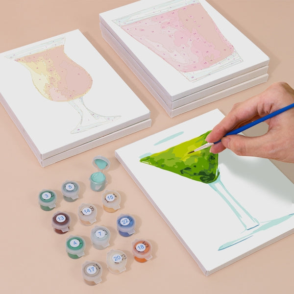 Paint by Numbers – 6 Canvas Set | Colorful Cocktails