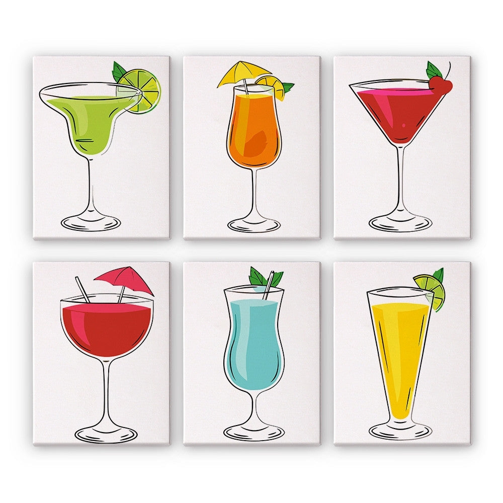 Paint by Numbers – 6 Canvas Set | Classic Cocktails Figured'Art