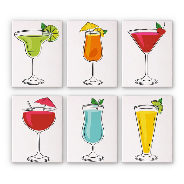 Paint by Numbers – 6 Canvas Set | Classic Cocktails Figured'Art