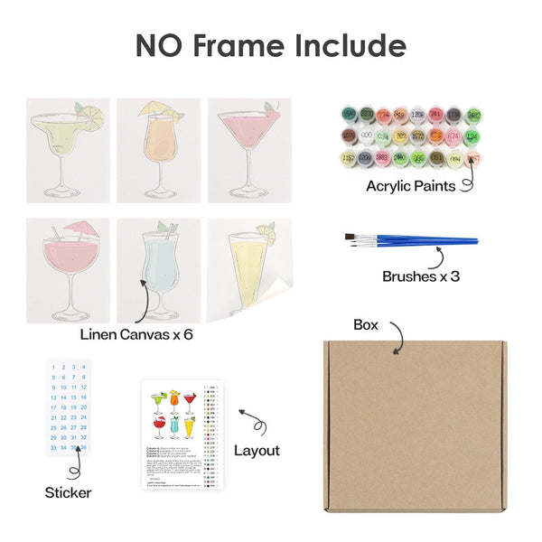 Paint by Numbers – 6 Canvas Set | Classic Cocktails