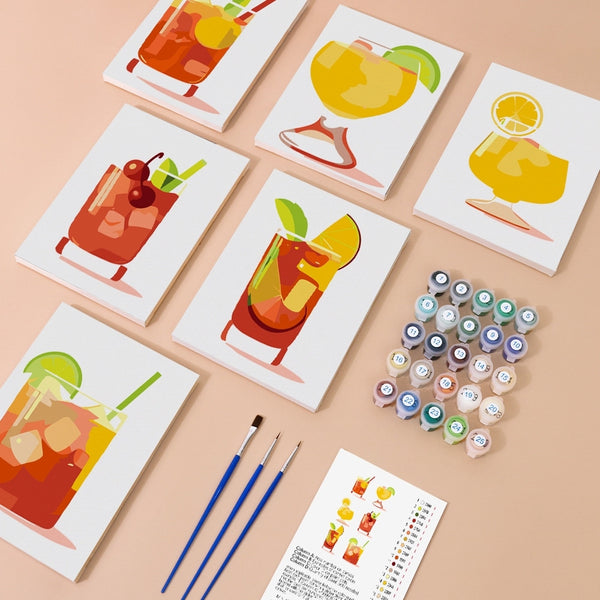 Paint by Numbers – 6 Canvas Set | Tropical Cocktails