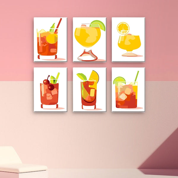 Paint by Numbers – 6 Canvas Set | Tropical Cocktails