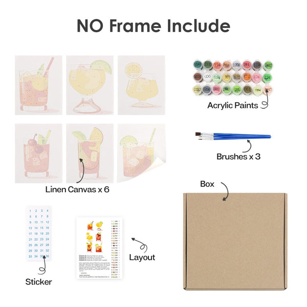 Paint by Numbers – 6 Canvas Set | Tropical Cocktails
