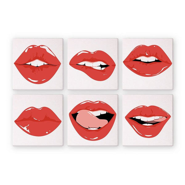 Paint by Numbers – 6 Canvas Set | Red Lips Figured'Art