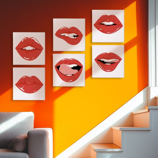 Paint by Numbers – 6 Canvas Set | Red Lips