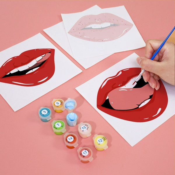 Paint by Numbers – 6 Canvas Set | Red Lips