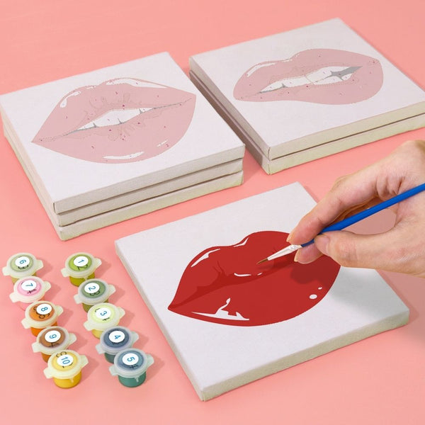Paint by Numbers – 6 Canvas Set | Red Lips