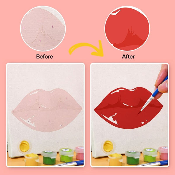 Paint by Numbers – 6 Canvas Set | Red Lips