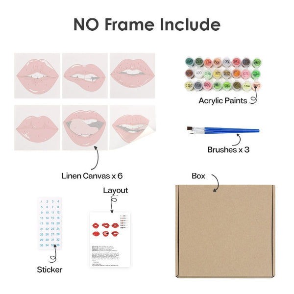 Paint by Numbers – 6 Canvas Set | Red Lips