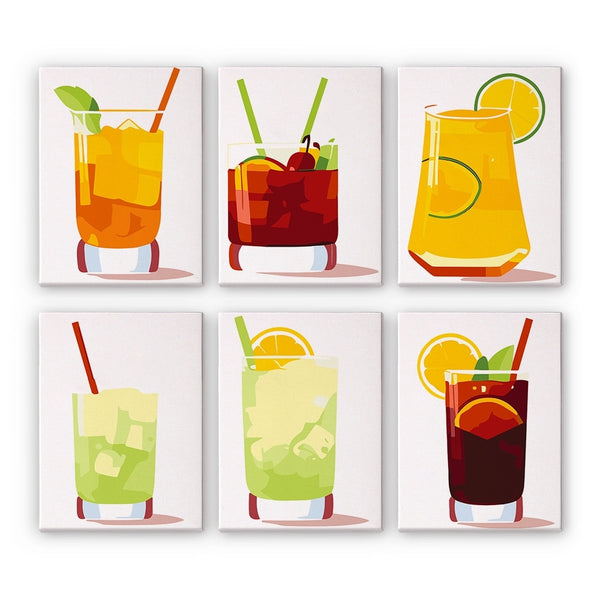 Paint by Numbers – 6 Canvas Set | Vibrant Summer Cocktails Figured'Art