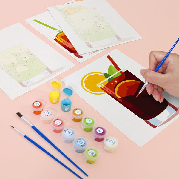 Paint by Numbers – 6 Canvas Set | Vibrant Summer Cocktails