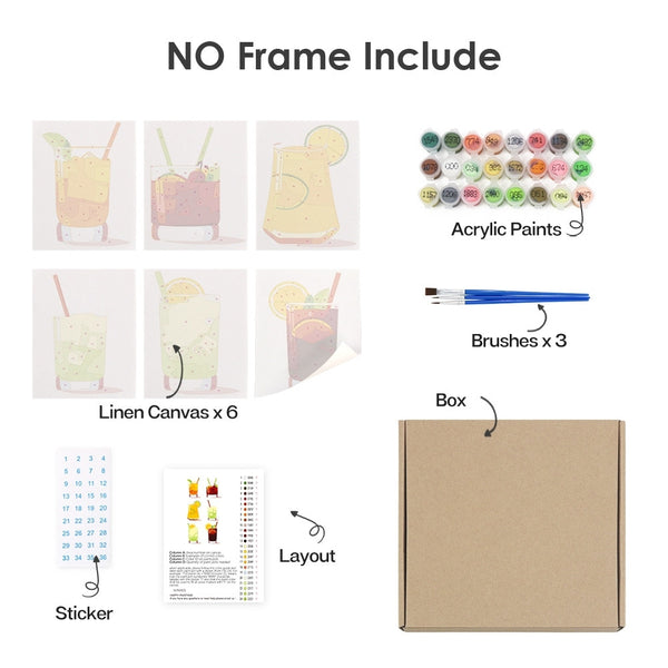 Paint by Numbers – 6 Canvas Set | Vibrant Summer Cocktails