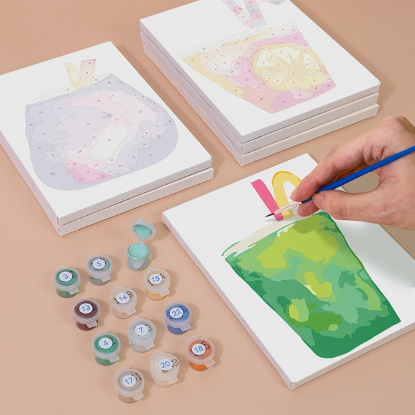 Paint by Numbers – 6 Canvas Set | Tropical Pop Drinks
