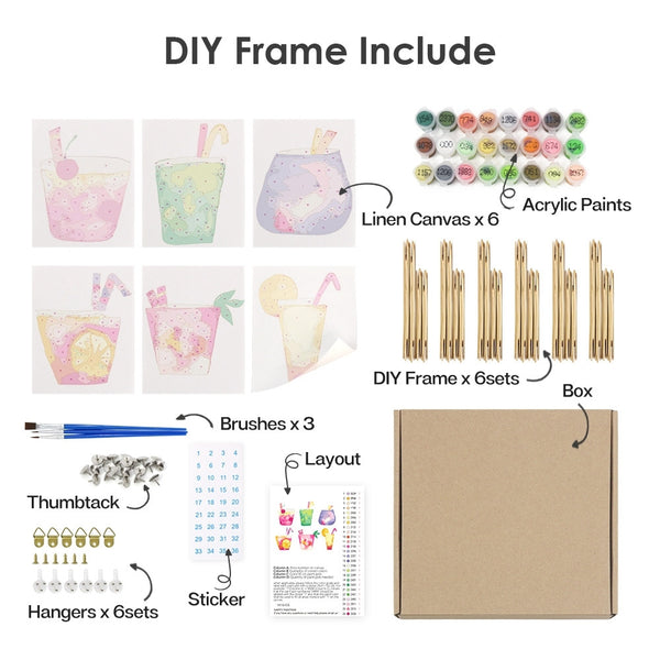 Paint by Numbers – 6 Canvas Set | Tropical Pop Drinks