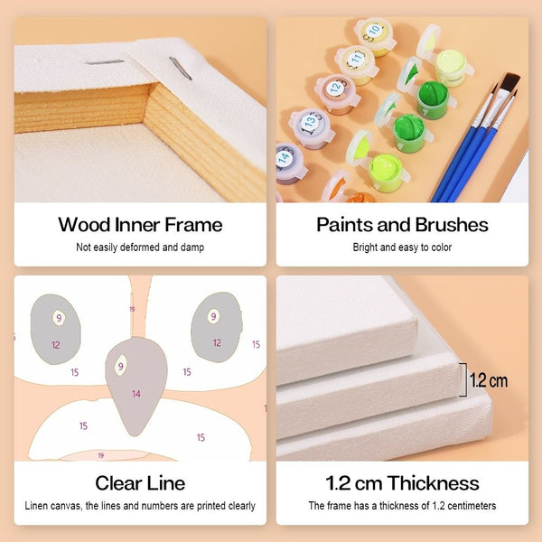 Paint by Numbers – 6 Canvas Set | Cute Animal Faces 3