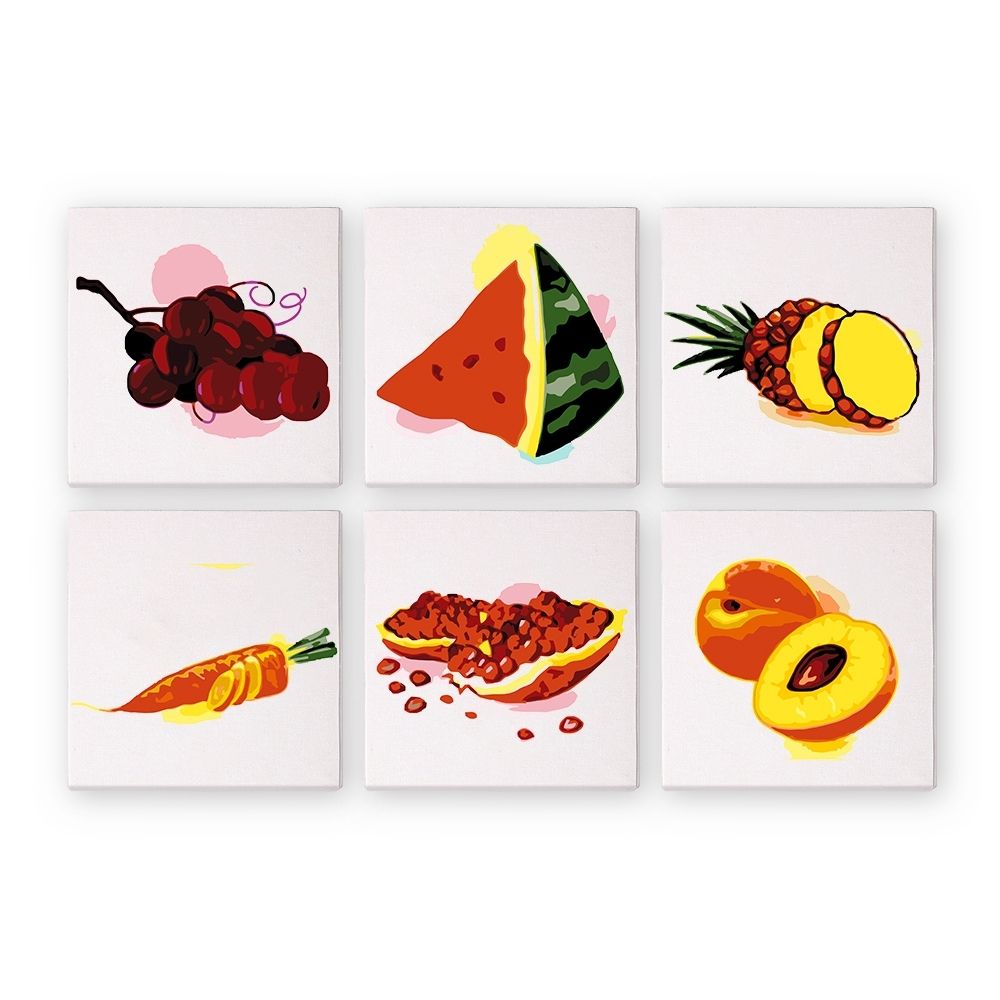 Paint by Numbers – 6 Canvas Set | Fruits and Veggies Figured'Art