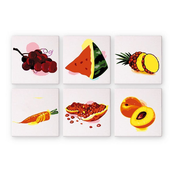 Paint by Numbers – 6 Canvas Set | Fruits and Veggies Figured'Art