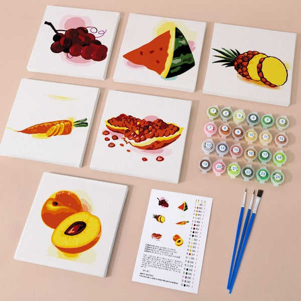 Paint by Numbers – 6 Canvas Set | Fruits and Veggies