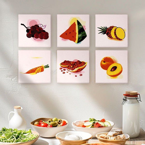Paint by Numbers – 6 Canvas Set | Fruits and Veggies