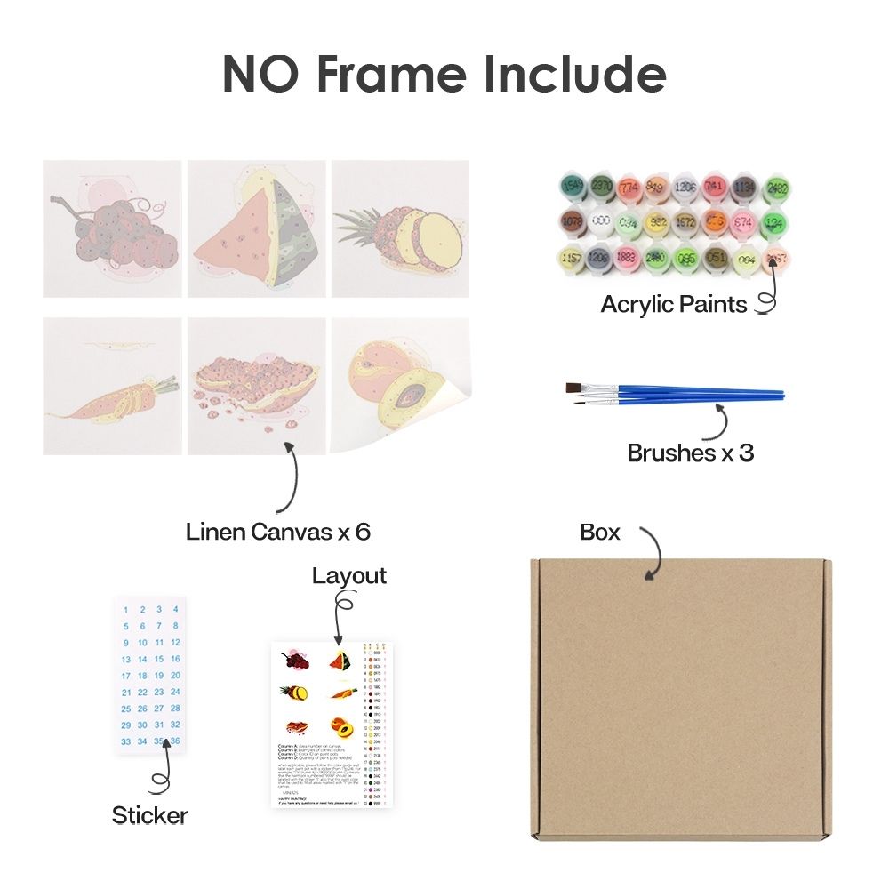 Paint by Numbers – 6 Canvas Set | Fruits and Veggies