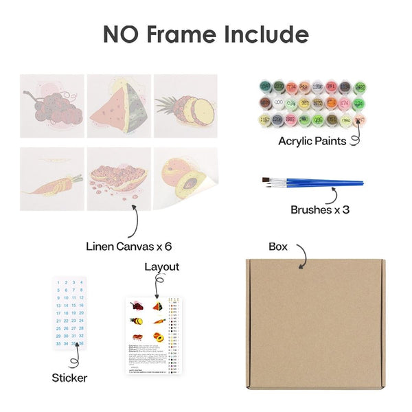 Paint by Numbers – 6 Canvas Set | Fruits and Veggies