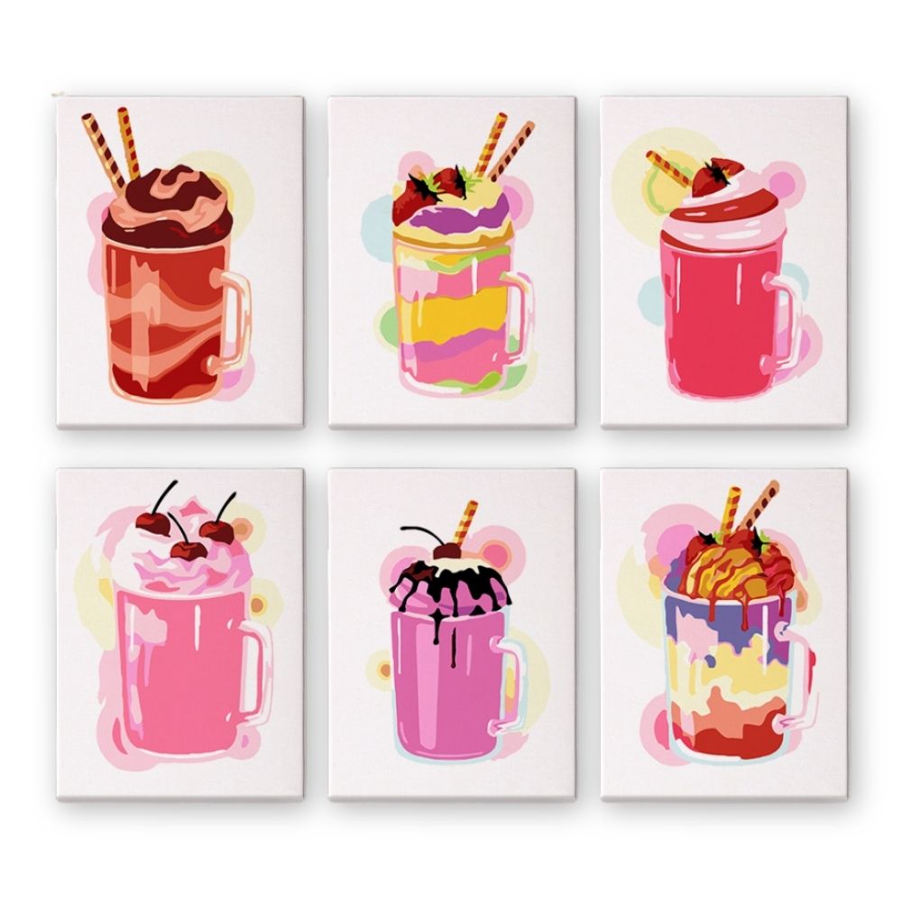 Paint by Numbers – 6 Canvas Set | Milkshakes Figured'Art