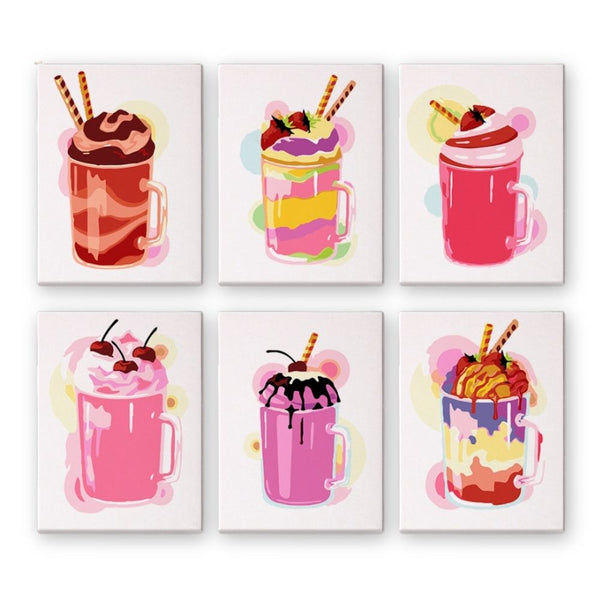 Paint by Numbers – 6 Canvas Set | Milkshakes Figured'Art