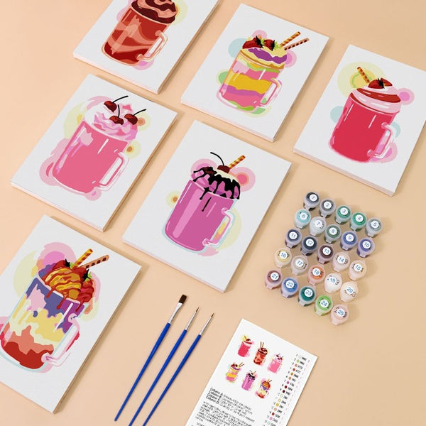 Paint by Numbers – 6 Canvas Set | Milkshakes